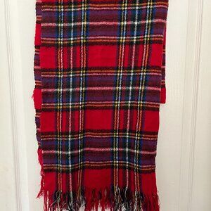 CHRISTMAS RED PLAID SCARF WOMEN WARM BLANKET FRINGE EDGE SCARF TARTAN SHAWL